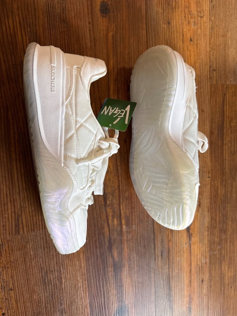 Skechers Women's Vegan Air-Cooled Memory Foam Quilted White Sneakers Size 8 New - Picture 9 of 11